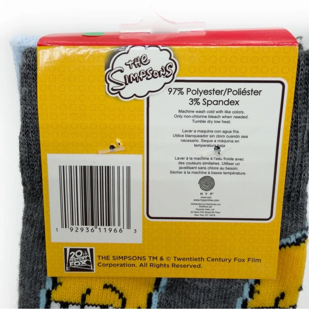 The Simpsons Crew Socks Mens Womens Homer Simpson Funny Gift 90s Y2K NWT New